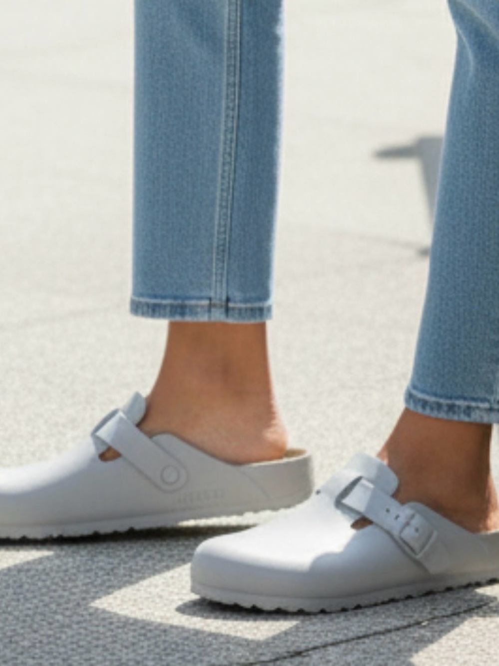 Birkenstock Light Gray Slide Clog with Adjustable Buckle